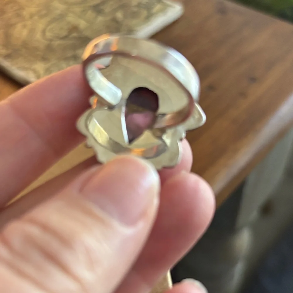 Stirling Silver Pink Dahlia Adjustable Ring